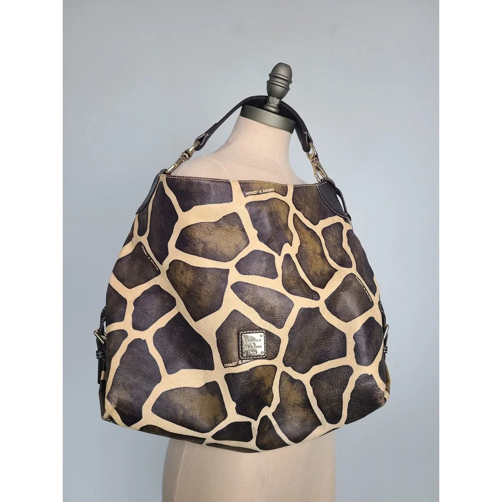 Dooney & Bourke Giraffe Print Leather Hobo Shoulder Purse Wallet Set Y2K - Picture 3 of 11
